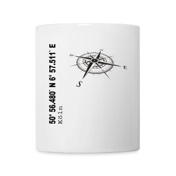 Koordinaten Köln - Tasse - Weiß - Vorne