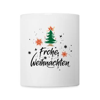 frohe weihnachten xmas Baum Sterne Schnee Symbol - Tasse - Weiß - Vorne