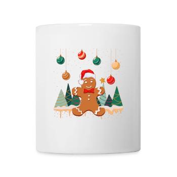 Keks Lebkuchenmann-Christbaumkugeln im Schnee - Tasse - Weiß - Vorne