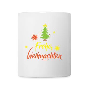 frohe weihnachten Weihnachtsbaum Schnee Stern icon - Tasse - Weiß - Vorne