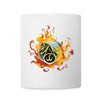 W20 Silhouette In Flames Fantasy RPG Shirt - Mug - white - Front