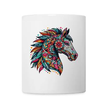 Cheval décoré de Mandalas - Mug blanc - blanc - Devant
