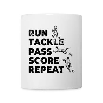 Run Tackle Pass Score Repeat - Tasse - Weiß - Vorne