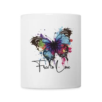 Rainbow Butterfly Splash free to love - Mug - white - Front