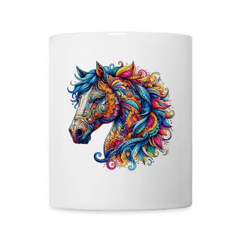 Cheval décoré de Mandalas - Mug blanc - blanc - Devant