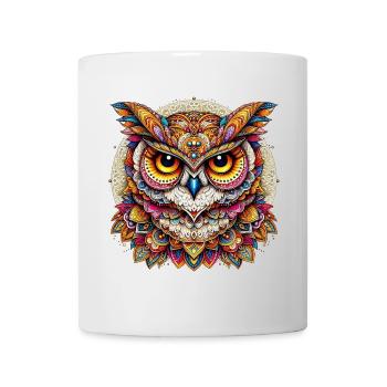 Hibou décoré de Mandalas - Mug blanc - blanc - Devant