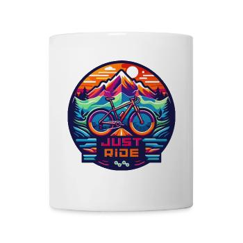 Graphique avec un vélo devant un panorama de montagne - Mug blanc - blanc - Devant