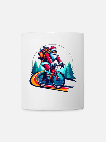 Weihnachtlicher Nikolaus auf dem Rennrad Gravel - Tasse - Weiß