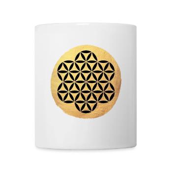Yoga Kreis Flower of Life Gold Muster om Namaste - Tasse - Weiß - Vorne