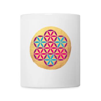 Yoga farbenfroh Gold Kreis Meditation om Namaste - Tasse - Weiß - Vorne