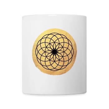 Yoga Kreis Ornament Meditation Gold om Namaste - Tasse - Weiß - Vorne