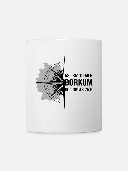 Koordinaten Borkum - Tasse - Weiß