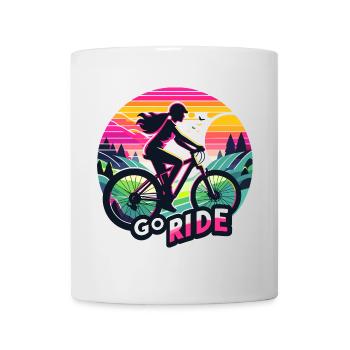 Illustration de balade à vélo au coucher du soleil vif - Mug blanc - blanc - Devant