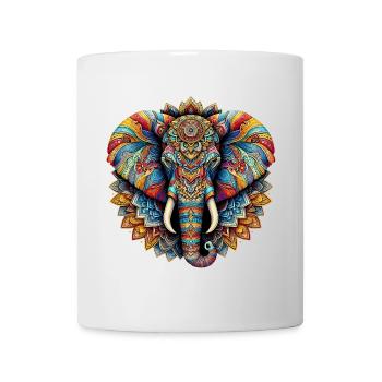 Éléphant décoré de Mandalas - Mug blanc - blanc - Devant