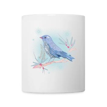 bläulicher Vogel mit Misteln im Winter Stimmung - Tasse - Weiß - Vorne