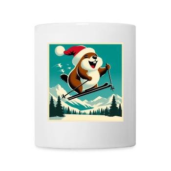 Marmotte Ski Affiche Vintage - Mug blanc - blanc - Devant