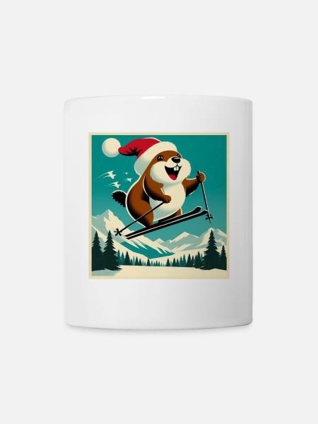 Marmotte Ski Affiche Vintage - Mug blanc - blanc