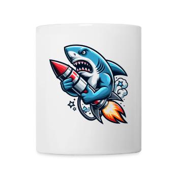 Rocket Shark veut nager plus vite - Mug blanc - blanc - Devant