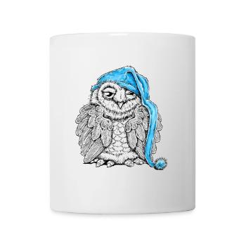 Eule mit Schlafmütze - Tasse - Weiß - Vorne
