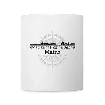 Koordinaten Skyline Mainz - Tasse - Weiß - Vorne