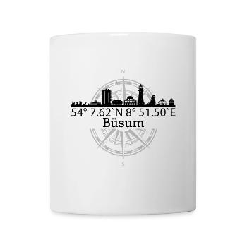 Koordinaten Büsum - Tasse - Weiß - Vorne