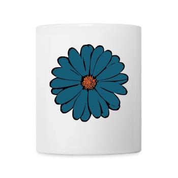 Flower Dark Blue Blue Flower Flowers Blue - Mug - white - Front