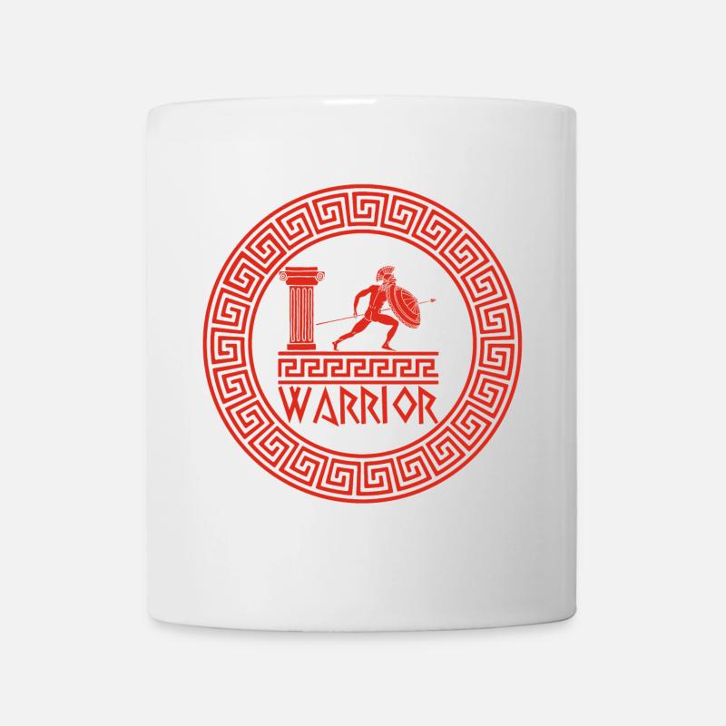 Rotes Symbol des griechischen Kriegers - Tasse - Weiß