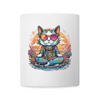 Hippie-Katze Reisen, Frieden und Liebe Humor - Tasse - Weiß - Vorne