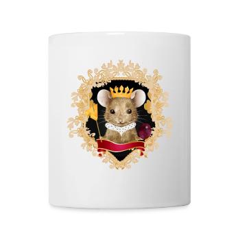 Souris avec couronne de fromage dans un cadre royal - Mug blanc - blanc - Devant