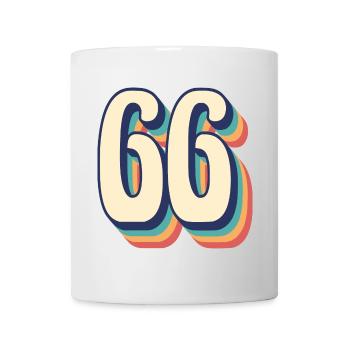 Vintage Retro T-Shirt Nummer 66 Sixty Six - Tasse - Weiß - Vorne