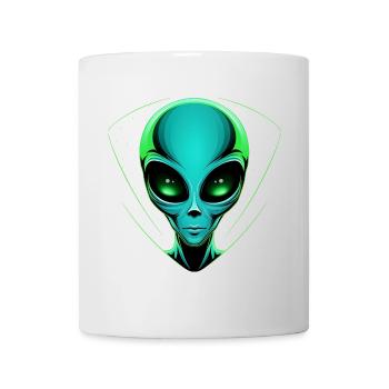 Grüner Alien Kopf – Außerirdische UFO Weltall - Tasse - Weiß - Vorne