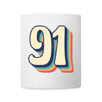 T-Shirt rétro Vintage numéro 91 quatre-vingt-onze - Mug blanc - blanc - Devant