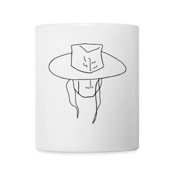 Breitkrempe Silhouette Hut - Tasse - Weiß - Vorne