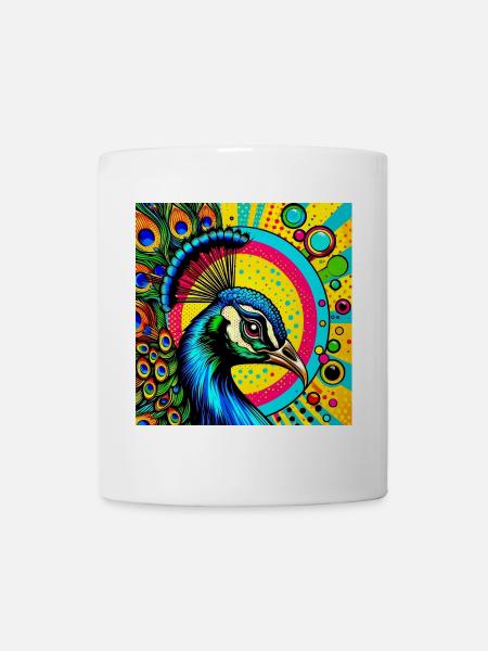 Pfau Pop Art - Tasse - Weiß