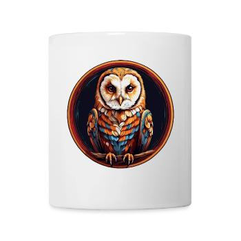Farbenfrohes Portrait einer Schleiereule - Tasse - Weiß - Vorne