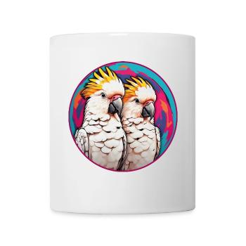 Kakadus Kakadupärchen im bunten Farbkreis - Tasse - Weiß - Vorne