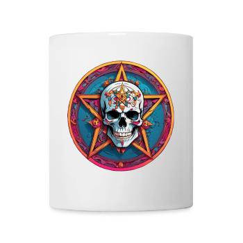Crâne avec capuche colorée avec éléments décoratifs - Mug blanc - blanc - Devant