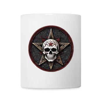 Skull with pentagram in gothic style - Mug - white - Front