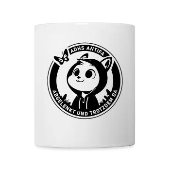 Abgelenkt und trotzdem da -ADHS Antifa - Tasse - Weiß - Vorne