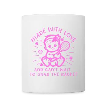 Baby Tennis Body zur Geburt Tennisbaby - Tasse - Weiß - Vorne