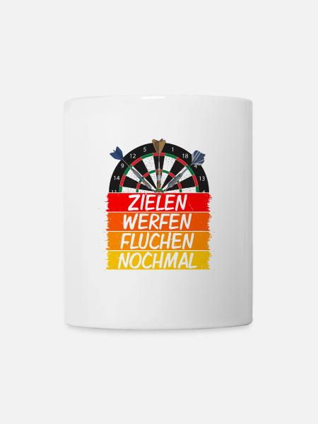 Zielen, Werfen, Fluchen, Nochmal - Tasse - Weiß