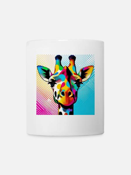 Giraf Pop Art - Mok - wit