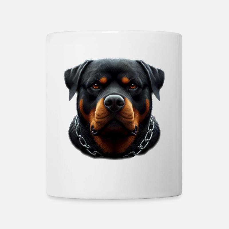 Ein Rottweiler mit einer Stahlkette - Tasse - Weiß