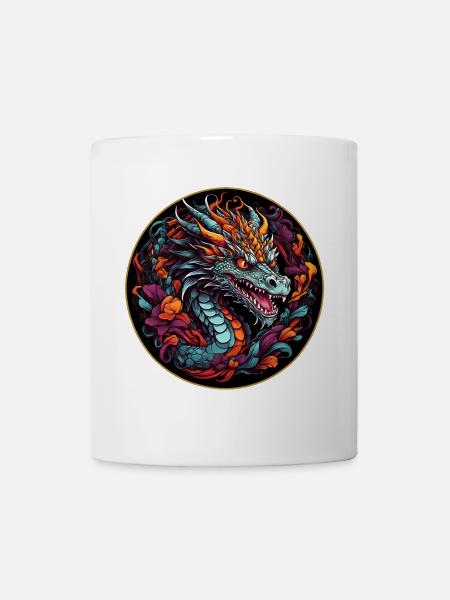 Coloré Dragon coloré Dragon Dragon Portrait - Mug blanc - blanc