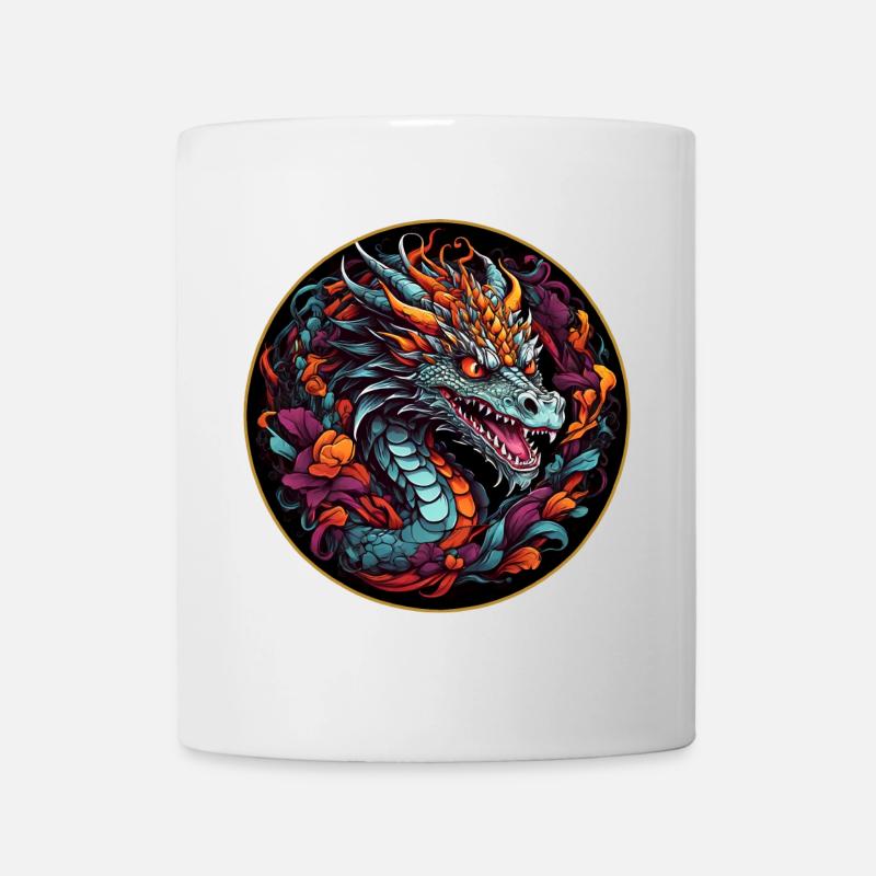 Coloré Dragon coloré Dragon Dragon Portrait - Mug blanc - blanc
