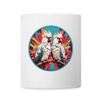 Kakadus Kakadupärchen im bunten Farbkreis - Tasse - Weiß - Vorne
