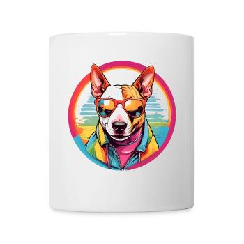 Farbenfroher Bullterrier mit Sonnenbrille - Tasse - Weiß - Vorne
