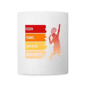 Essen, Tennis, Schlafen, Wiederholen - Tasse - Weiß - Vorne