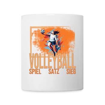 Spiel - Satz - Sieg - Volleyball - Tasse - Weiß - Vorne