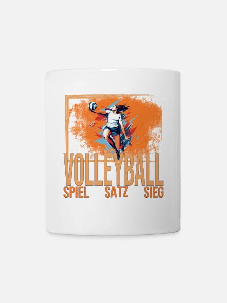 Spiel - Satz - Sieg - Volleyball - Tasse - Weiß